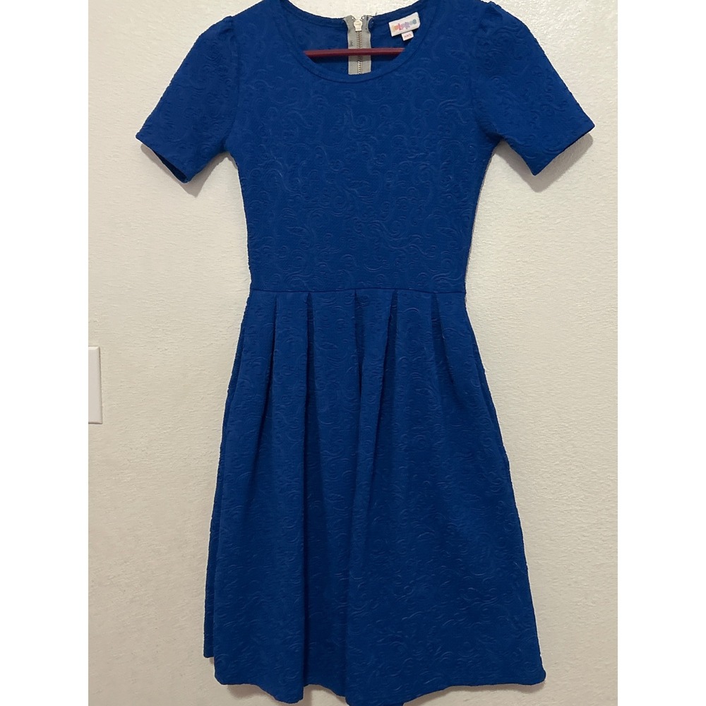 LuLaRoe Amelia Dress XXS Royal Blue d-121